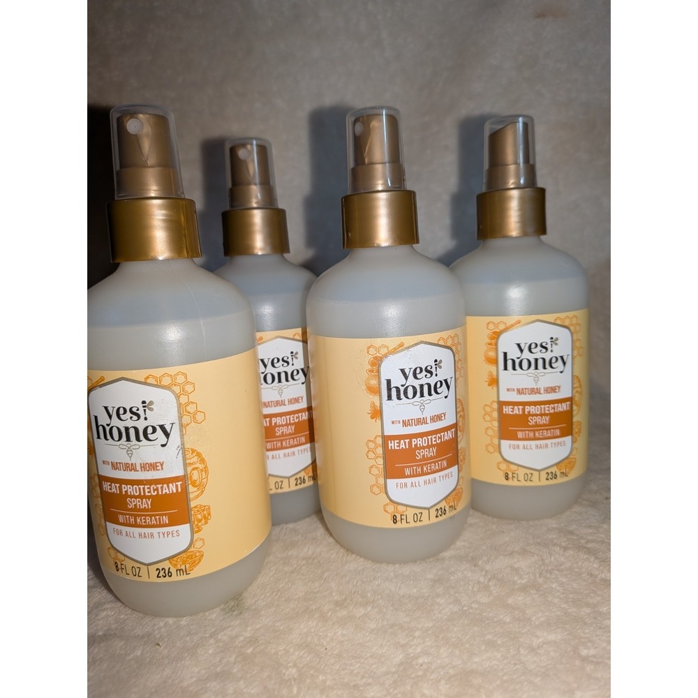 4ct Yes! Honey Heat Protectant Spray with Keratin for all hair types 8 FL oz NEW
